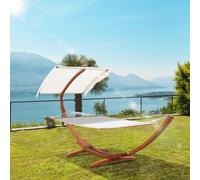 Hamac de Jardin avec Support en Bois et Parasol hamac sur Pied 2 Personnes Max. Charge Max. 180 Kg