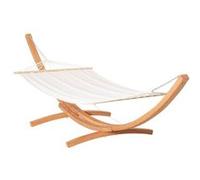 Outsunny Hamac de Jardin avec Support en Bois hamac sur Pied 1 Personne 3,92L x 1,2l x 1,1H m Coloris crème Marron