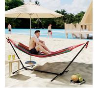 Hamac de Jardin avec Support en métal époxy hamac sur Pied 1 Place Charge Max. 120 Kg Sac Transport Rouge