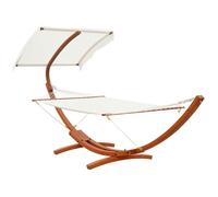 Hamac de jardin - Outsunny - support en bois - sur pied - 2 personnes max. - charge max. 180 Kg - bois de pin et blanc