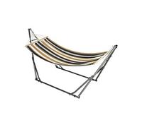 Outsunny Hamac de jardin pliable Support acier époxy et toile coton lin 1 place Max 120kg Marron