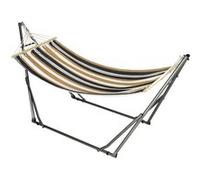 Hamac De Jardin Pliable Support Acier Toile Marron Noir Gris Blanc Marron
