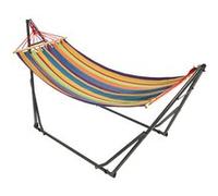 Outsunny Hamac de jardin pliable avec support acier époxy toile coton-lin multicolore 270x100x94 cm