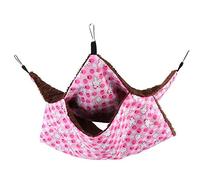 Hamac de Petit Animal, hamac en Peluche de Cage à Double Couche Rose lit de Pendaison Chaud pour Le Planeur de Sucre Rat Cochon d'Inde Gerbille Souris Hamster[L] Habitats et Accessoires