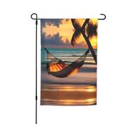 Hamac de plage au coucher du soleil, drapeau de décoration de jardin, 30,5 x 45,7 cm, 100 % fibre de polyester, tissu épais, universel pour toutes les saisons
