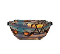 Hamac de plage au coucher du soleil, sac banane pour course à pied, sac banane étanche avec sangle réglable
