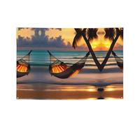 Hamac de plage coucher de soleil 119,4 x 180,3 cm, convient pour Halloween, Noël, fêtes, rassemblements et autres bannières de vacances