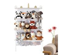 Hamac de rangement pour animaux en peluche - Organisateur pour en peluche à 3 couches avec finitions en dentelle style bohème | Filet mural en maille suspendue pour chambre d'enfant, chambre