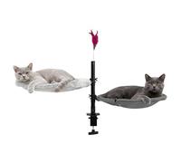 Hamac de table à 2 niveaux pour chat - Diamètre : 40 cm - Pivotant à 360 ° - Réglable en hauteur de 5 cm - Housses lavables - Maintient le chaton près et la zone de travail - Lit pour chat