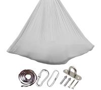 Hamac de yoga aérien, 150 x 280 cm, anti-gravité, capacité de charge de 200 kg, balançoire nid pour exercices en intérieur, hamac de yoga, balançoire de yoga avec ferrures (gris)