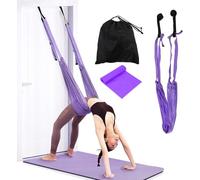 Hamac de yoga aérien Ensemble de balançoire d'entraînement de yoga Outil d'inversion de fronde de Aérien Flying Dance Swing Handstand Split Leg Sangles élastiques Gym Home Fitness(Violet)