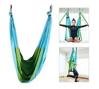 Hamac de Yoga Aérien, Outil D'inversion de Poignée de Suspension Anti-gravité, Ensemble de Balançoire de Yoga Aérien, Hamac de Yoga, Kit de Trapèze, équipement de Trapèze(bleu ciel fruit vert)