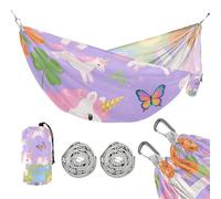 Hamac d'extérieur avec corde de suspension pour intérieur ou extérieur Motif licornes roses 150 kg