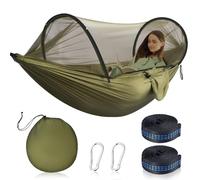 Hamac d'extérieur avec moustiquaire, Hamac Ultra-léger de Voyage Camping, Charge maximale de 200 kg, Inclure 2 mousquetons Haut de Gamme, 2 x élingues en Nylon, Convient au Camping en Plein air