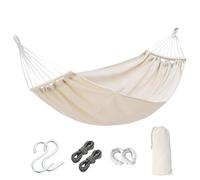 Hamac d'extérieur - Hamac d'été - Double suspension avec barre de diffusion du bois - Lit de stockage confortable en coton - Forte capacité de stockage - Lit de camping pour jardin, chambre à coucher