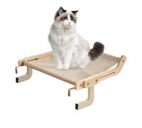 Hamac d'intérieur réglable avec perchoir pour fenêtre pour chats, 47 x 38 x 21 cm, en bois massif, coton, lin, acier inoxydable, supporte jusqu'à 18 kg, siège robuste sans aspiration