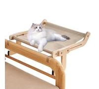 Hamac d'intérieur réglable pour chat - Siège en bois massif - Cadre en bois massif - Support robuste non excavé - Emplacement de repos robuste et confortable pour tiroir et comptoir