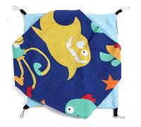 Hamac double couche pour animaux de compagnie |Lit suspendu en toile et velours pour chinchillas/furets/lapins |Sac de couchage pour petits animaux avec crochets en alliage de zinc (Monde maritime)