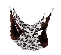 Hamac Double Couche pour Hamster, Sac de Couchage Suspendu en Polaire Corail avec Crochet en Métal, Scène de Divertissement au Dernier étage pour Jouer et Se (Taches Grises)