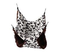 Hamac Double Couche pour Hamster, Sac de Couchage Suspendu en Polaire Corail avec Crochet en Métal, Scène de Divertissement au Dernier étage pour Jouer et Se (Taches Grises)