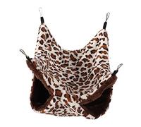 Hamac Double Couche pour Hamster, Sac de Couchage Suspendu en Polaire Corail avec Crochet en Métal, Scène de Divertissement au Dernier étage pour Jouer et Se (Taches Brunes)