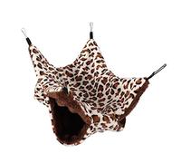 Hamac Double Couche pour Petit Animal, Nid Douillet 30x30cm, Polaire Douce Grise à Motifs - Confort Thermique, Design Ludo - Récréatif, Installation Facile pour Hamster et Furet (taches brunes)