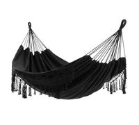 Hamac double de luxe à franges en macramé, compatible avec une personne, balançoire en filet, chaise suspendue d'extérieur(Black 200x150cm)