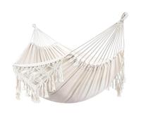 Hamac double de luxe à franges en macramé, compatible avec une personne, balançoire en filet, chaise suspendue d'extérieur(White 240x150cm)