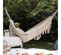 Hamac double de luxe, nouveau grand hamac pour 2 personnes, style boheme, 2 x 1,5 m, balancoire d'interieur a franges en macrame bresilien