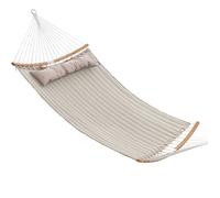 Hamac Double - SONGMICS - Rembourré - Barres Bambou - 200x140 cm - Crème/Beige