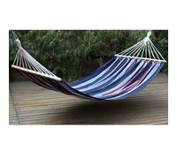 Hamac Double Toile En Coton Essieu Bois 150x200 CM 150 KG pour Jardin Extérieur