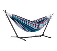 Hamac Double - Vivere - Multicolore Bleu Denim - Support en Acier - Coton de Qualité - 2 Personnes