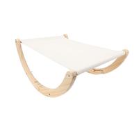 Hamac en Bois pour Chat, Chaise à Bascule Convertible et Lit au Sol - Cadre en Pin Pliable, Design Antidérapant, Facile à Assembler, Meubles Surélevés pour Chats d'intérieur (Style de Toile)