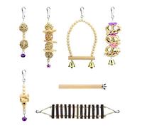 Hamac en bois pour oiseaux - Blocs balançoires en bois pour hamster et petits animaux - Jouet pour perroquet - Cage à mâcher pour oiseaux - Fournitures planète - Déchiquetable