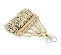 Hamac en corde de coton en maille avec bâtons en bois, hamac suspendu pour le camping en plein air