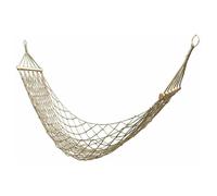 Hamac en corde de coton, filet suspendu, hamac d'intérieur ou d'extérieur, hamac simple avec fixations pour patio, plage, camping - Blanc