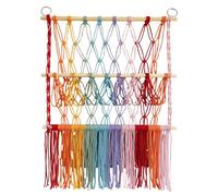 Hamac en filet à jouets - Double couche en maille bohème, berceau en peluche arc-en-, organisateur de chambre d'enfant, présentoir tissé à la main, support d'accent en corde, structure d'étagère |