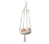 Hamac en M-a-c-r-a-m-é pour Chat 30/40 cm - pour Fenêtre Ou Plafond, Hamac Suspension Boho avec Pompon, Lit Intérieur pour, Jouer, Grimper, Se Prélasser