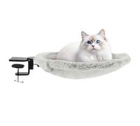 Hamac en peluche pour chat - Forte capacité de charge confortable - Lit de bureau pour chat - Support stable - Peu encombrant - Hamac de fenêtre - Lit suspendu pour chat jusqu'à 18 kg (gris)