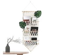 Hamac en Peluche - Style bohème - Étagère Murale en - Hamac en Peluche avec Pompons - pour Chambre d'enfant, Appartement, dortoir d'étudiant, Maison, entrée et