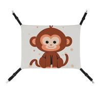 Hamac en toile imprimée avec illustration de singe marron mignon pour animaux de compagnie - Respirant et pliable pour chats, chiens et petits animaux de compagnie - Idéal pour la maison, les voyages