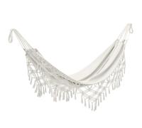Hamac Exterieur - Outsunny - style Bohème - avec Frange macramé - sac de transport inclus - extra large - pour jardin - beige