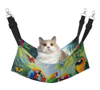 Hamac géant pour animaux de compagnie avec imprimé perroquets tropicaux et jungles exotiques - Hamac de couchage pour chats, lapins, furets, chiots, petits animaux