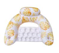 Hamac gonflable pour adultes - Chaise longue flottante légère avec porte-gobelet - Tapis de piscine et de lac pour la relaxation, les bains de soleil, les plaisirs d'été