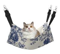 Hamac imprimé fleurs bleues de style chinois pour animal domestique - Hamac de couchage pour chats, lapins, furets, chiots, petits animaux