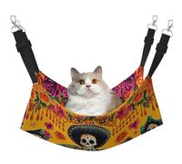Hamac imprimé squelettes et fleurs sur le jour des morts pour chats, lapins, furets, chiots, petits animaux