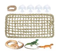 Hamac Lézard - Lit Triangle 27x20x20cm, Tapis de Foin Naturel, Accessoire d'escalade pour Reptiles avec Ventouses Fortes | Hamac d’habitat pour reptiles pour réservoir de gecko, grenouille, serpent et