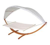 Hamac MENDLER HWC-J47 jusqu'à 200kg bois FSC 420cm 2 personnes marron crème-blanc Marron