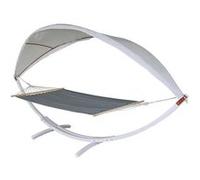 Hamac MENDLER HWC-J47, jusqu'à 200kg cadre en bois - FSC 420cm 2 personnes blanc gris