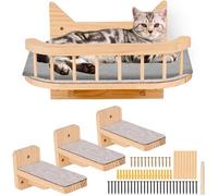 Hamac Mural pour Chat avec 3 Étapes - Meuble avec Coussin Gris,Étagères et Perchoirs - Arbre à Chat pour Escalade,Dormir,Jouer